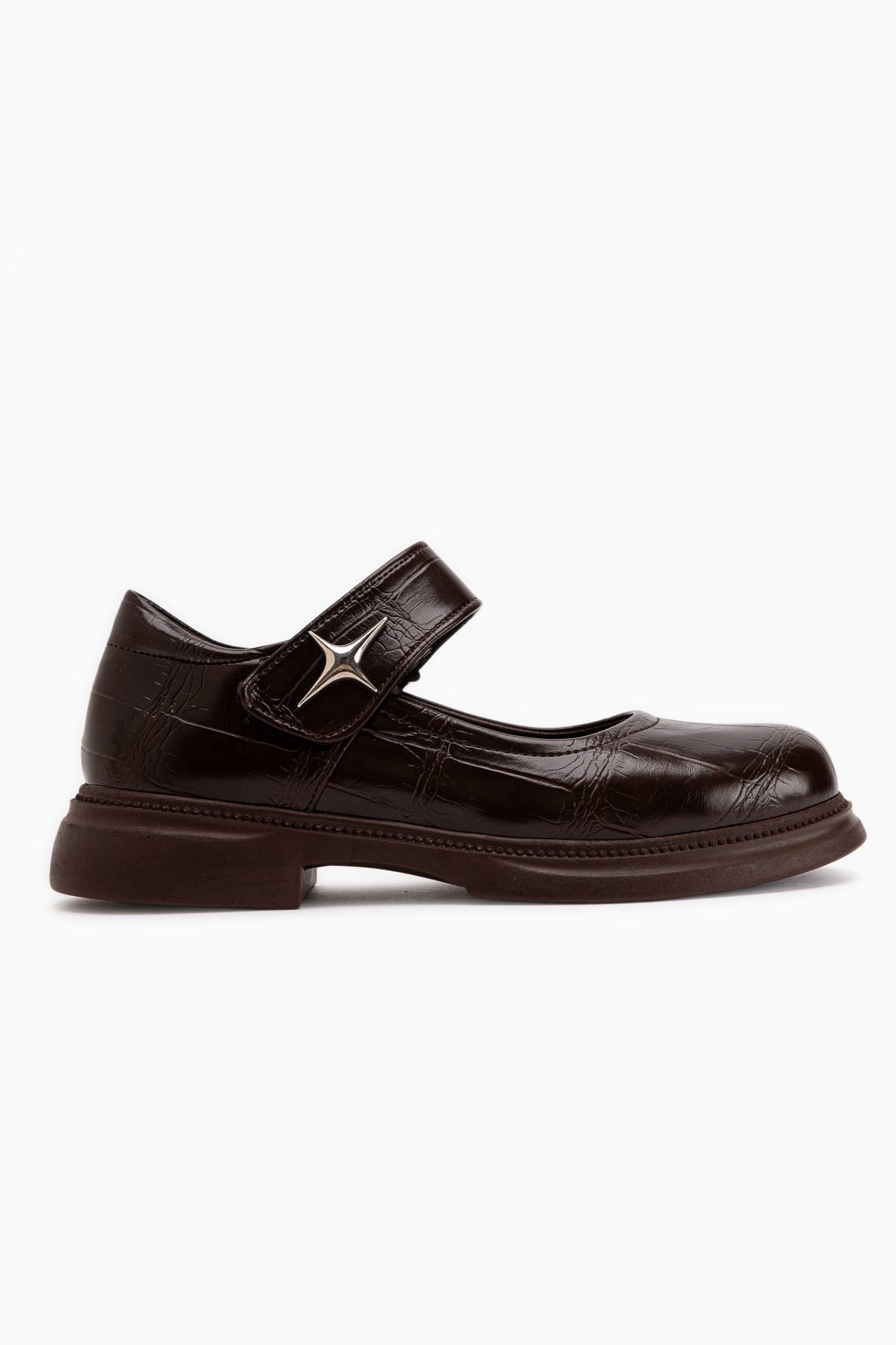 Rozalin Brown Strap Thick Sole Women’s Mary Jane Ballet Flats