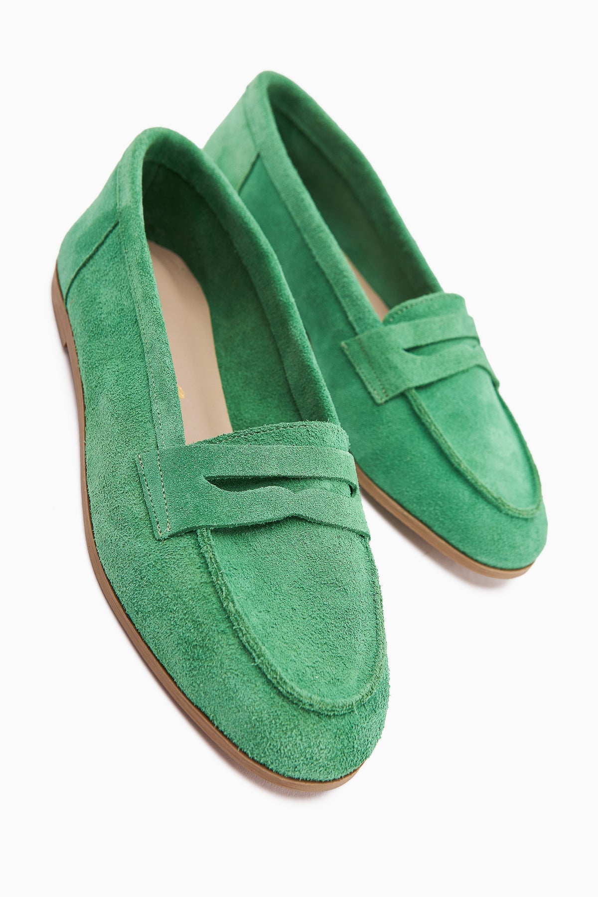 Solina Genuine Leather – Green Suede Loafer (Women)