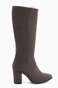 Tatum Gray Pointed Toe Mid Heeled Boots