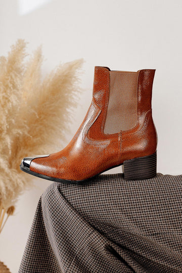 Micki – Cognac Pointed-Toe Metal-Detail Boot (Women)