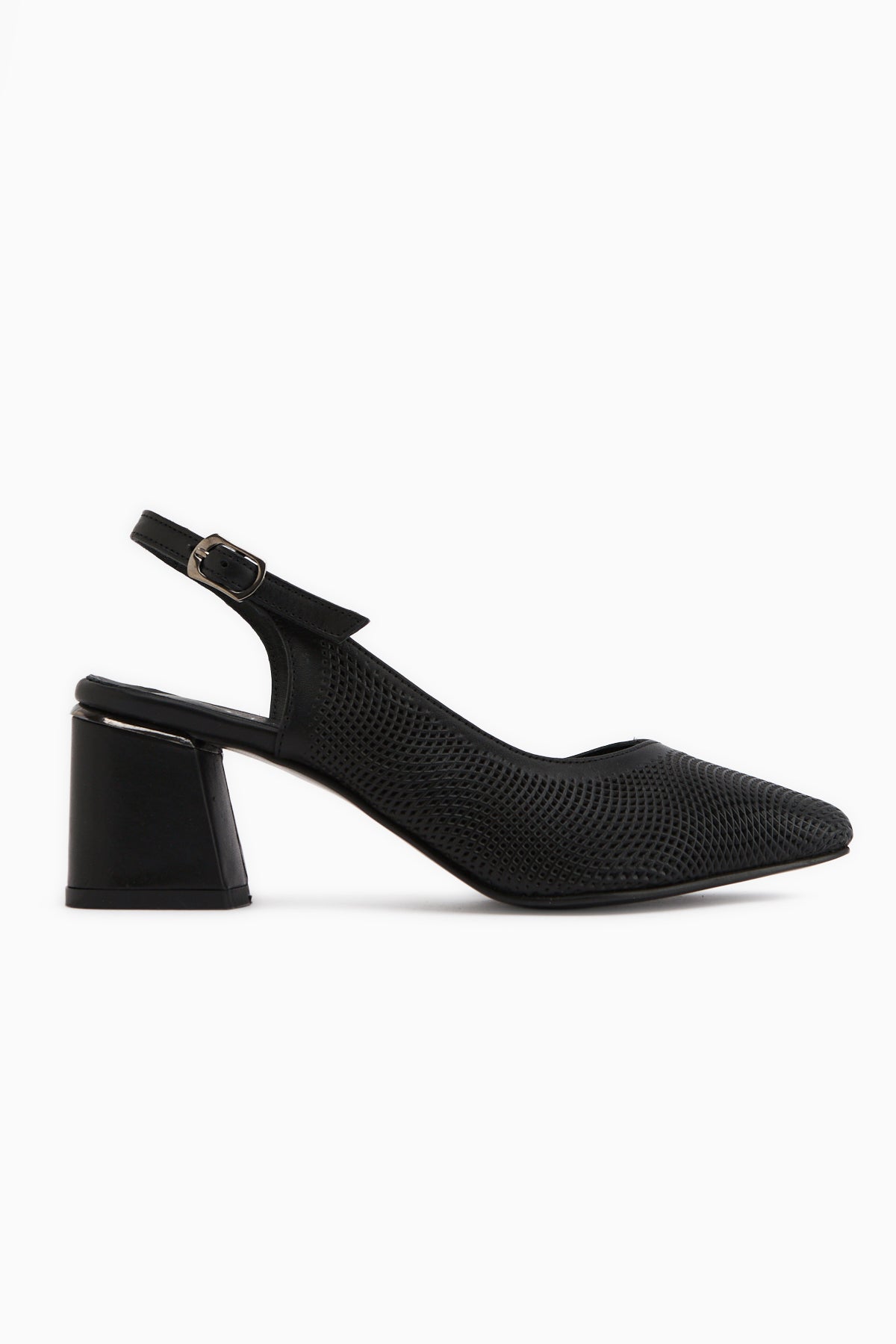 Ravina Genuine Leather Black Heeled Shoes