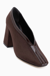 Conny Brown Suede Square-Toed Women’s Heeled Shoes
