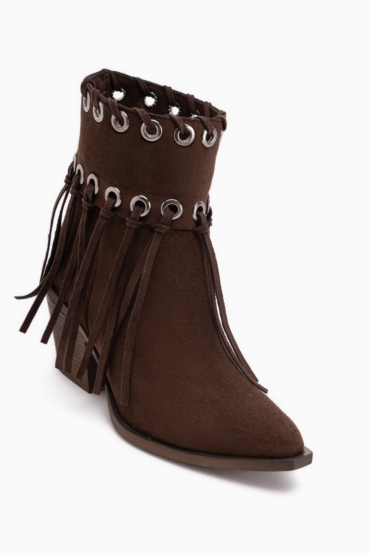 Nessa Suede Fringed Chunky Heeled Women’s Cowboy Boots