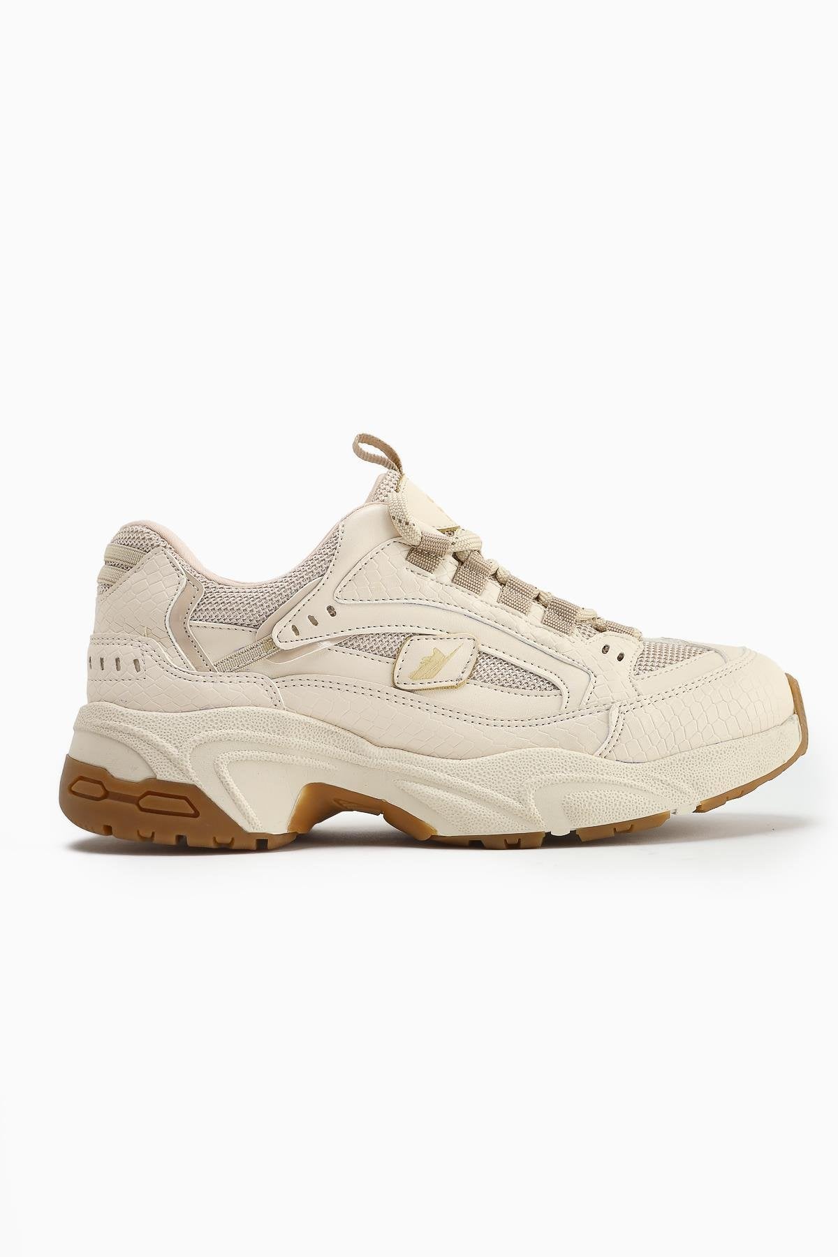 Caisa Beige Textile Detailed Lace-up Women's Sneakers