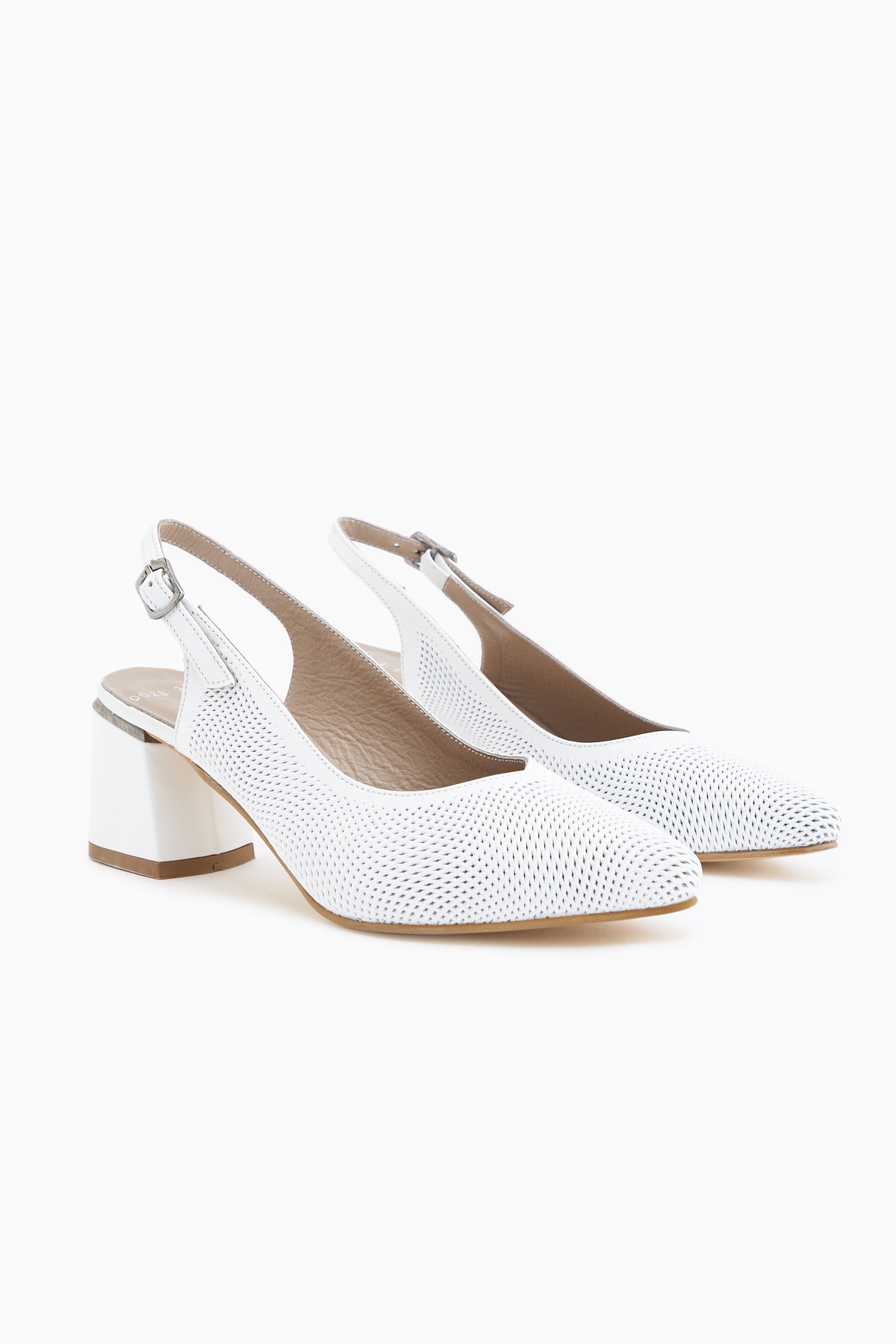 Ravina Genuine Leather White Women’s Heeled Shoes