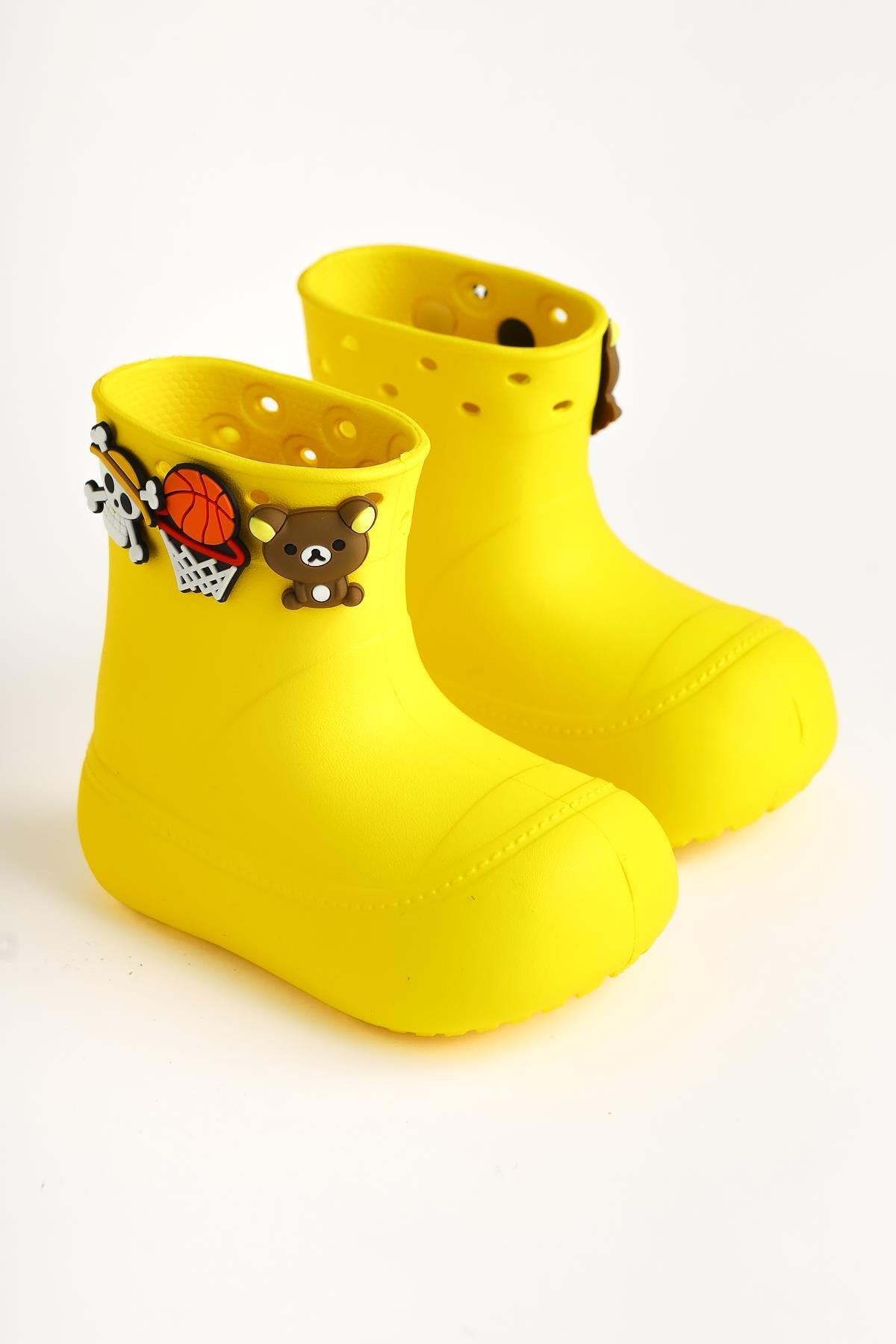 Chris Yellow Pin Detail Waterproof Kids Boot