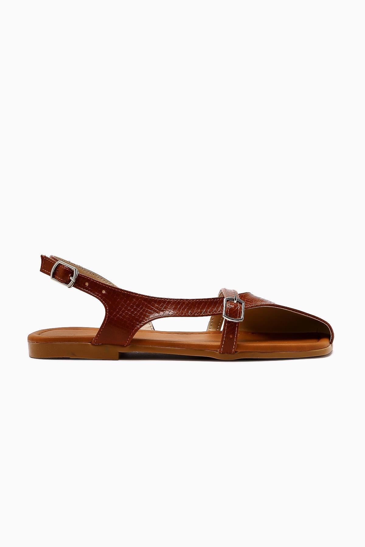 Almina Taba Belt Detailed Women's Sandal