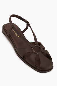 Cally Genuine Leather Brown Elastic Women’s Sandal