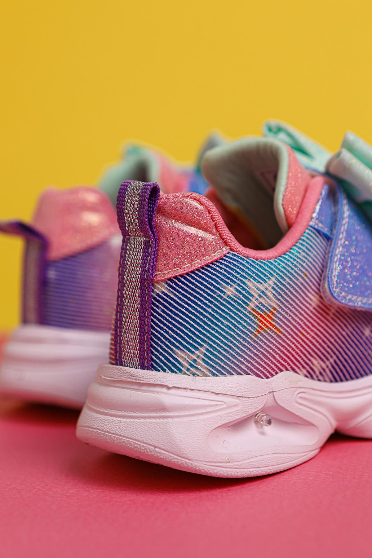Feliz Blue Bow-Detailed Velcro Light-Up Baby Sneakers