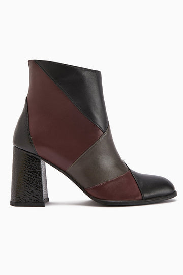 Ylwa Genuine Leather Black Bordeaux Heeled Women's Boot