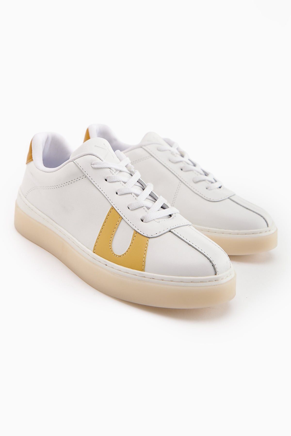 Eddie Genuine Leather White Yellow Sneaker Women's Shoe