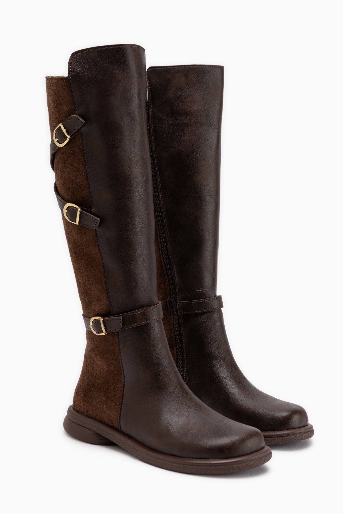 Hilda Brown Suede Belted Women’s Boots