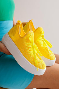 Benito Lemon Knit Stretch Thick-Sole Sneakers