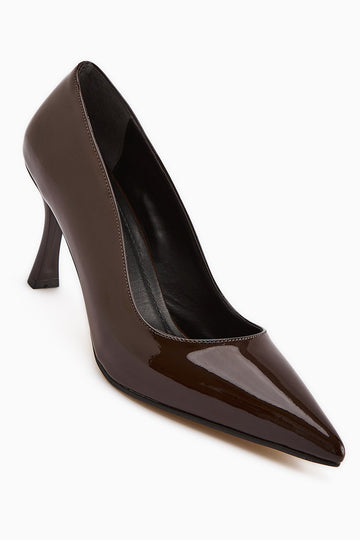 Dolly – Brown Patent Slim Heel Heeled Shoe (Women)