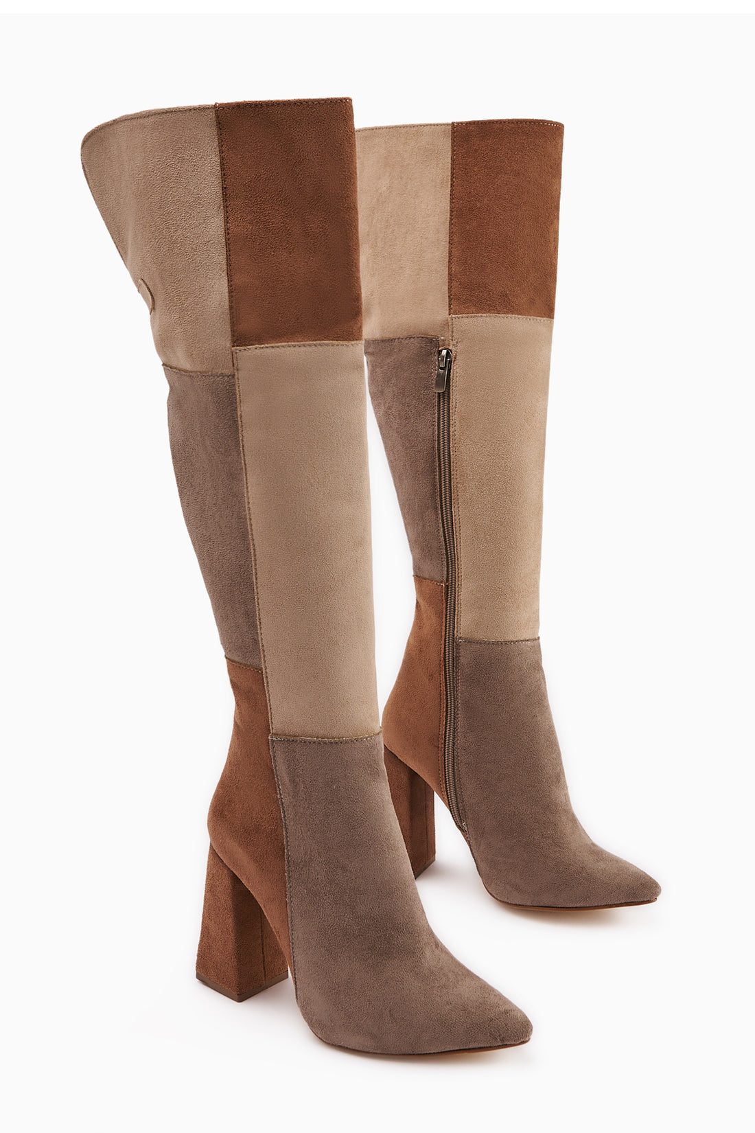 Kamiyah Tan Beige Visor Over-the-Knee Boots