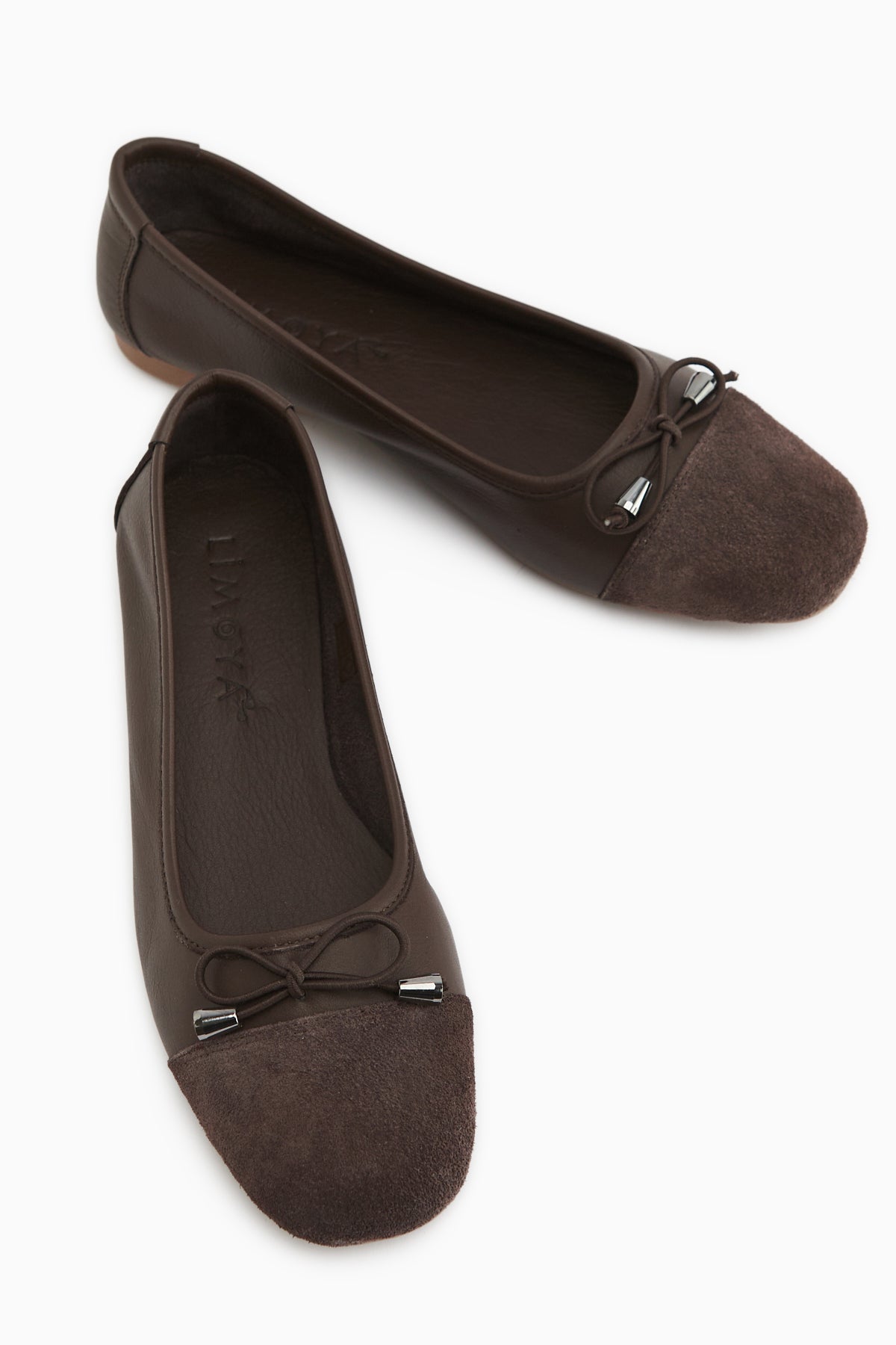 Anjela Genuine Leather Brown Bow Detailed Women’s Ballet Flats