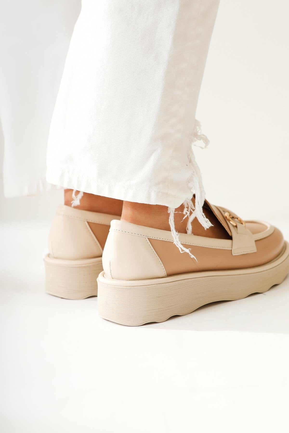Larah – Nude-Beige Buckle-Detail Loafer (Women)