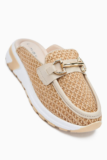 Diana Nude Buckled Closed Toe Chic Women's Wicker Slipper