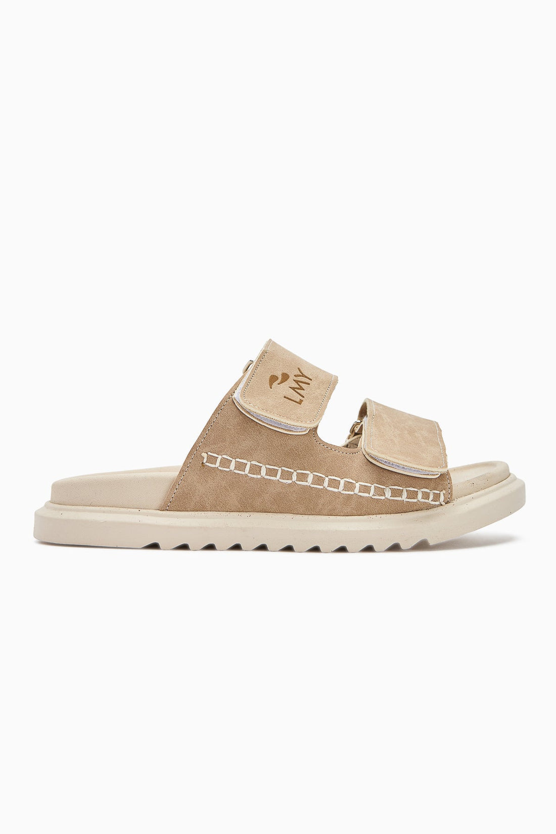 Yumi – Beige Embroidery-Detail Double-Strap Slide (Women)