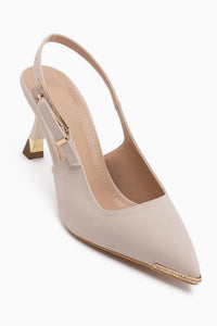 Lavin Beige Stone Detailed Women’s Heeled Shoes