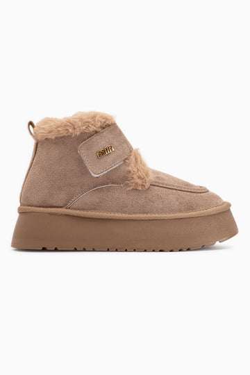 Celia Beige Suede Fur Thick Sole Women’s Boots
