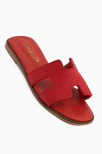 Genuine Leather Red Women’s Slippers