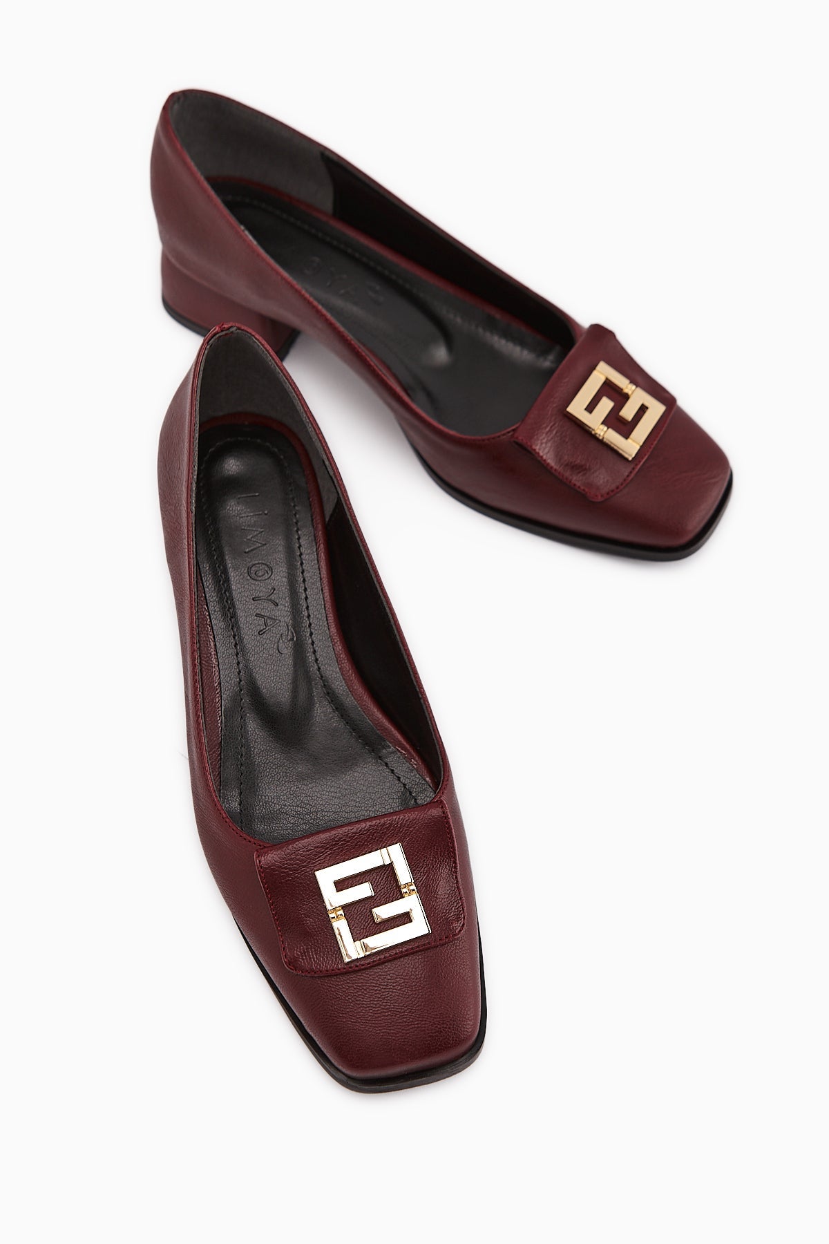 Emmy Burgundy Buckled Low Heel Women's Shoes