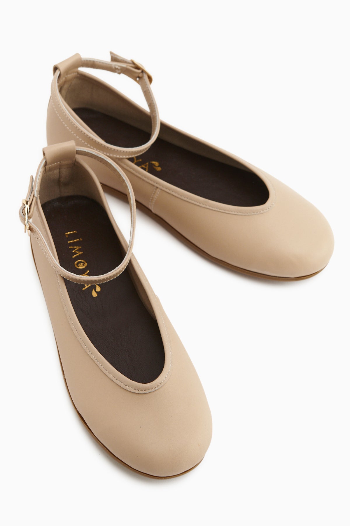 Genuine Leather Nud Belted Women’s Ballet Flats
