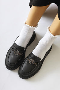 Fati Black Buckle-Detailed Moccasin Shoes