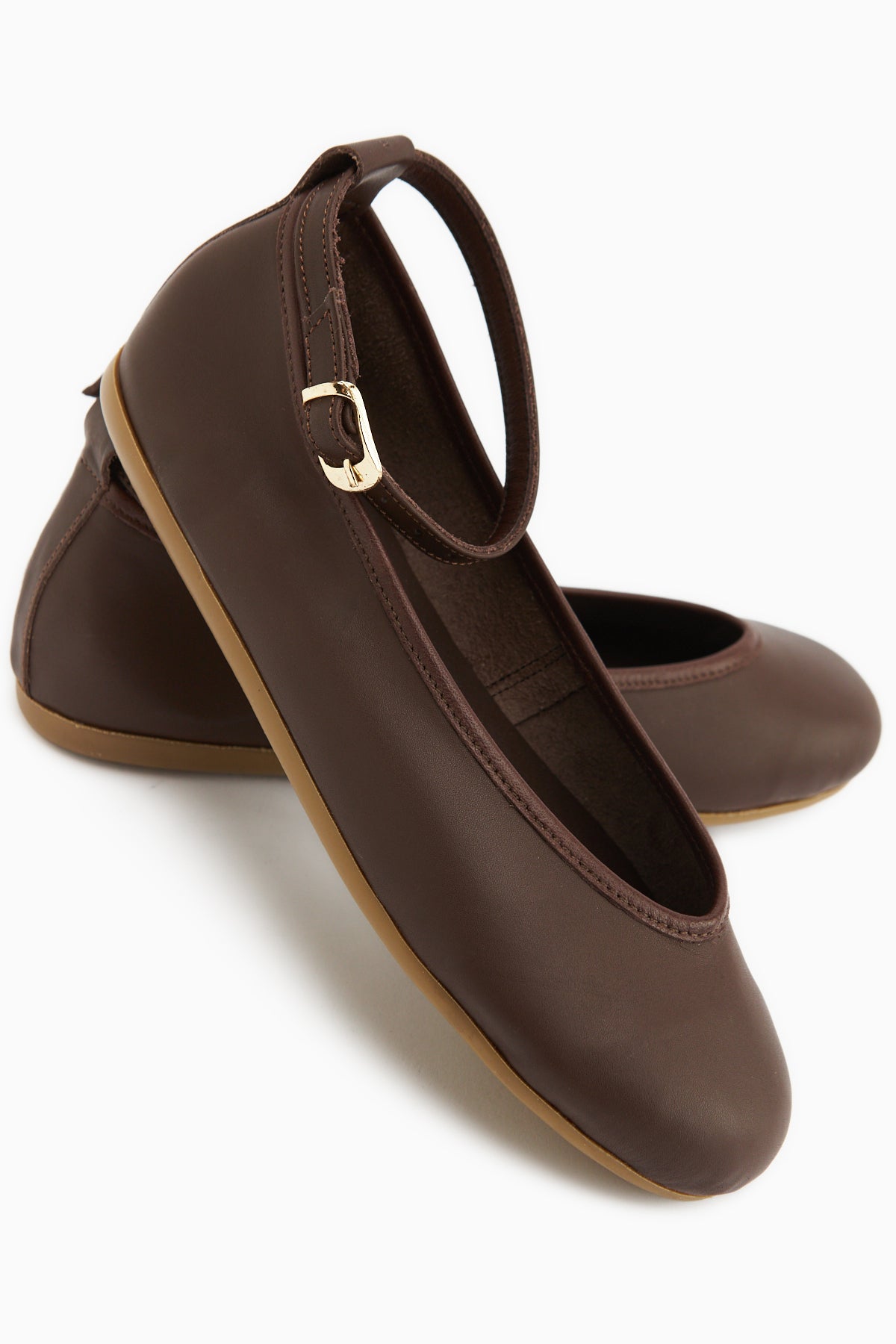 Genuine Leather Jenin Brown Belted Women’s Ballet Flats