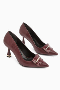 Saja Women's Burgundy Buckled High Heel Shoe