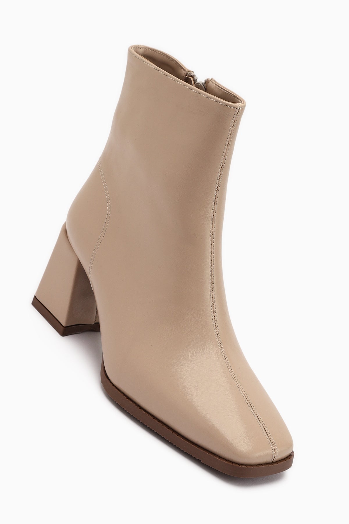 Margot Beige Square-Toe High-Heeled Women's Boot