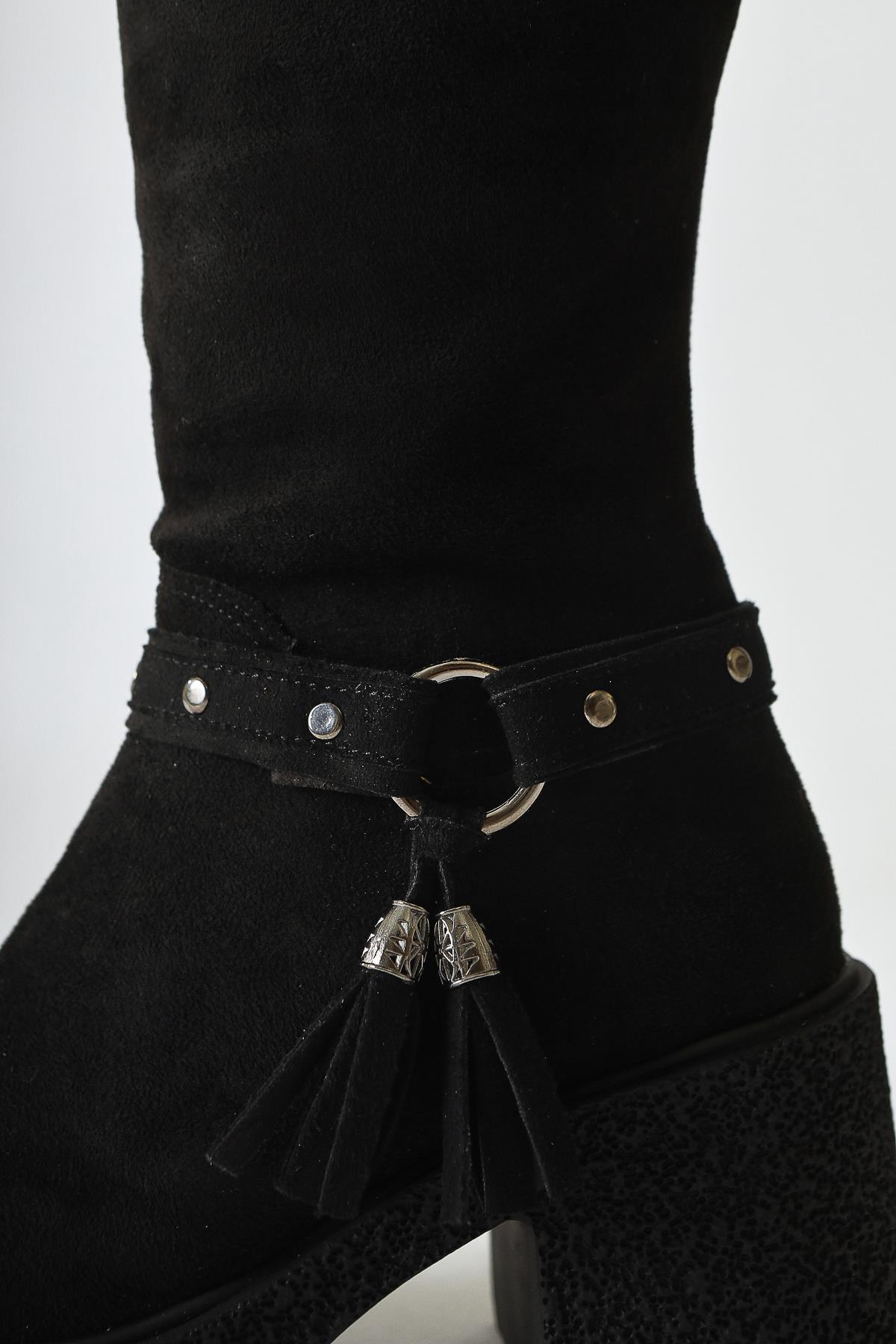 Kenzie Black Suede Ankle Detail Boot