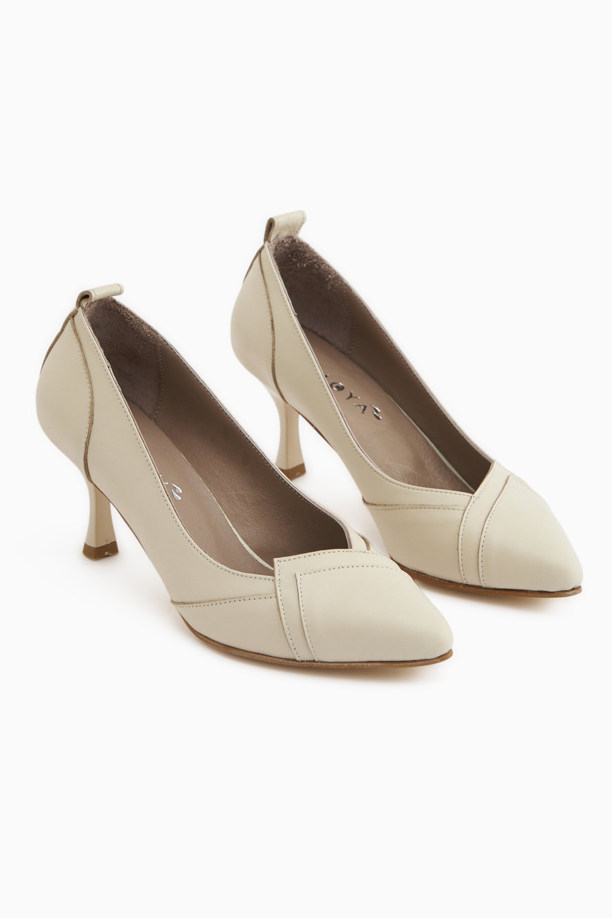 Mirella Genuine Leather Beige Women’s Heeled Shoes