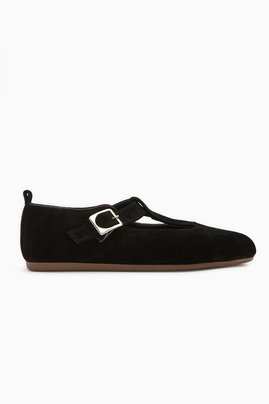 Danni Genuine Leather Black Suede Belted Women’s Ballet Flats