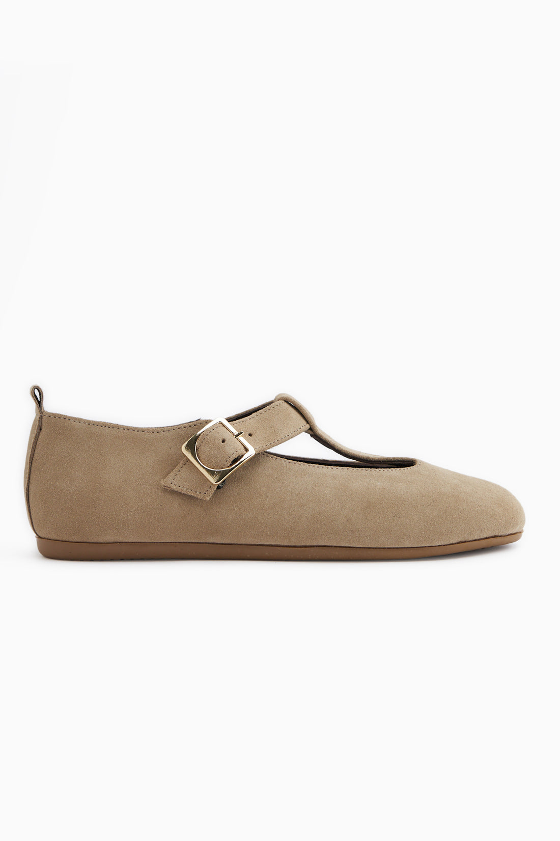 Genuine Leather Beige Suede Belted Women’s Ballet Flats