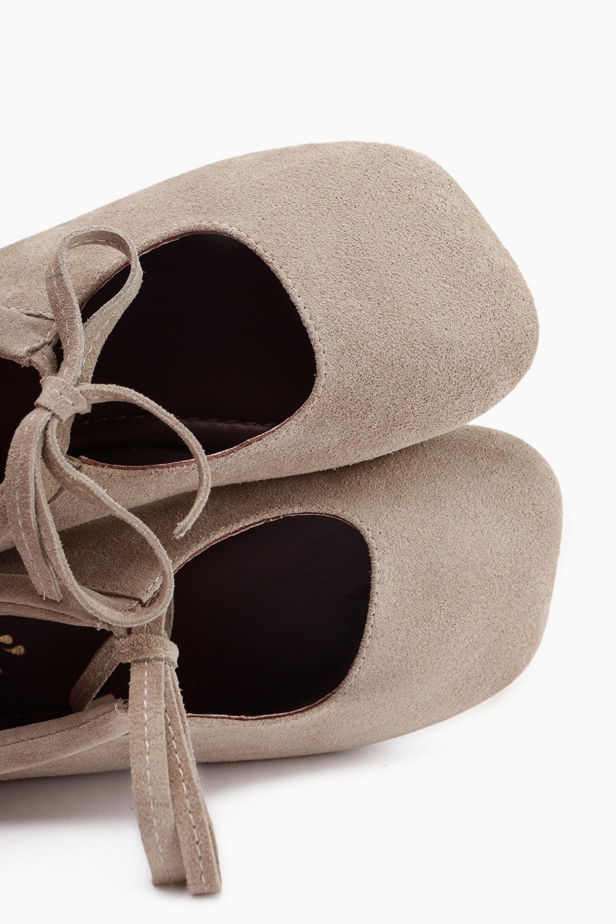 Ninva Genuine Leather Beige Bow Lace Women’s Ballet Flats