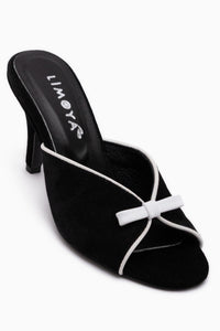 Meri Genuine Leather Black Suede Heeled Women’s Slippers