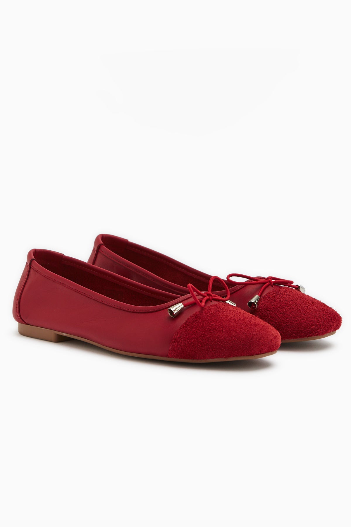 Anjela Genuine Leather Red Bow Detailed Women’s Ballet Flats