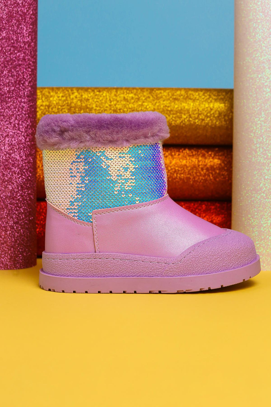 Hanne Lilac Sequined Fur-Lined Kids' Boots