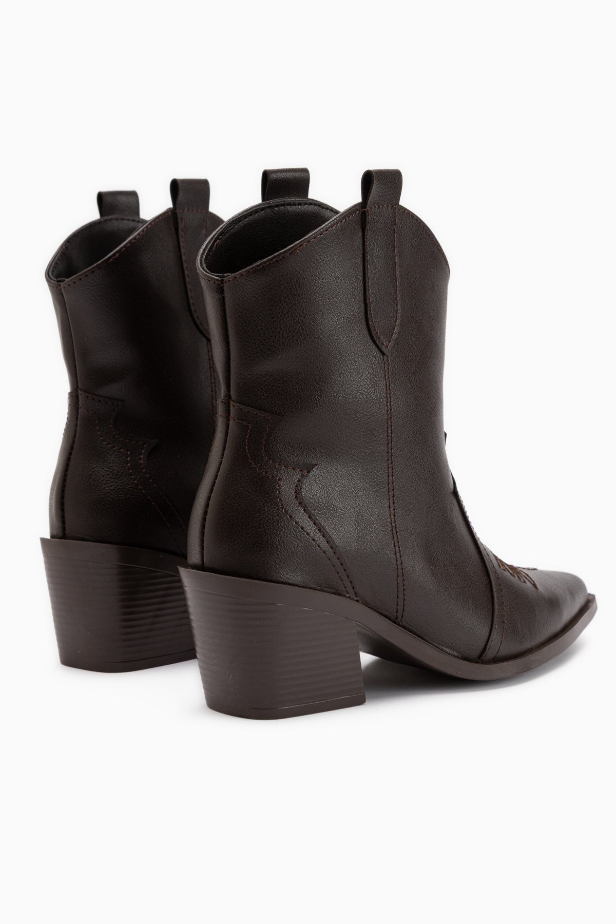 Joo Brown Pointed Toe Embroidered Western Boots