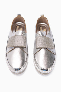 Valmira – White Hook-and-Loop Stone-Detail Shoe (Women)