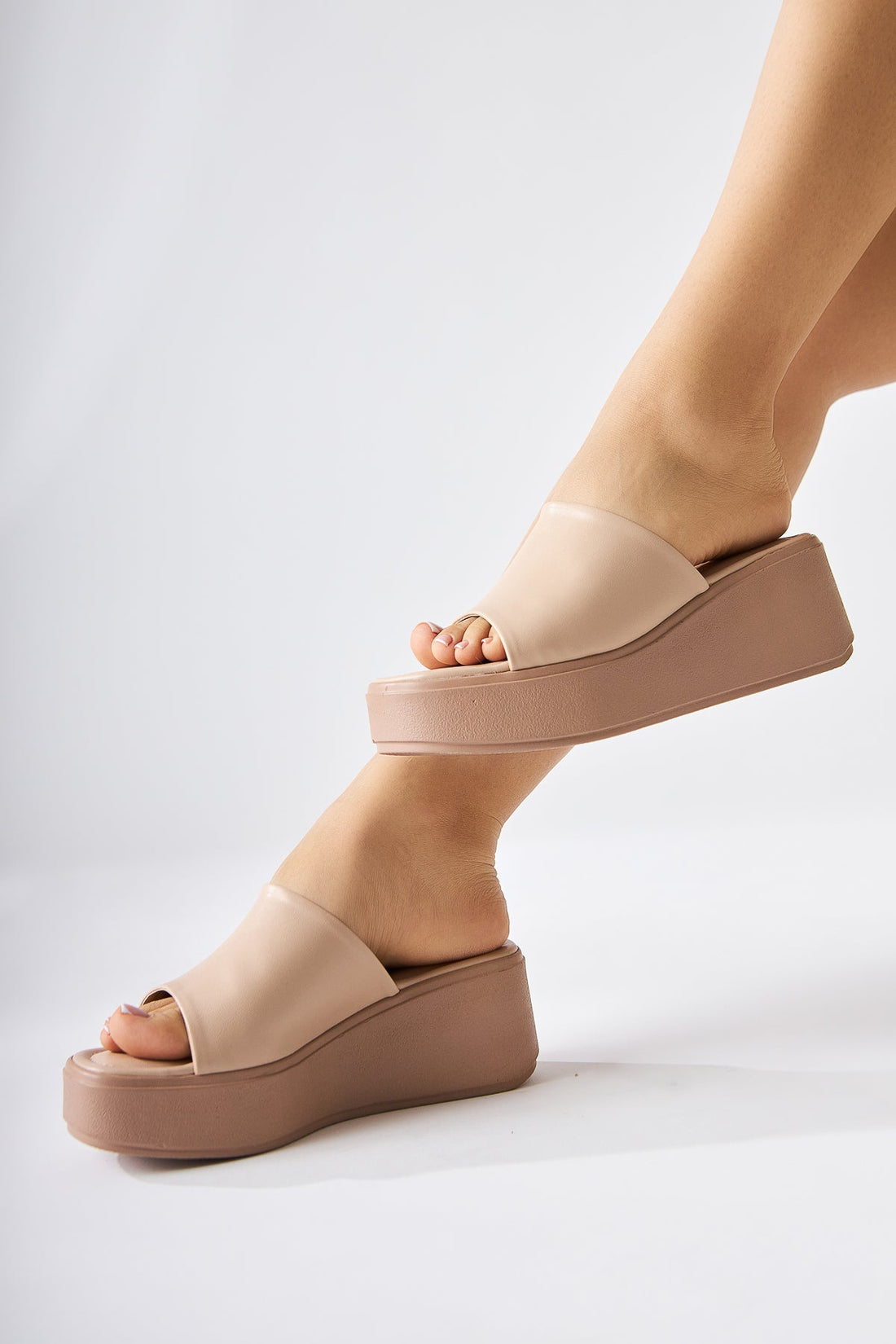 Kadra Nude Platform Heeled Women's Slipper