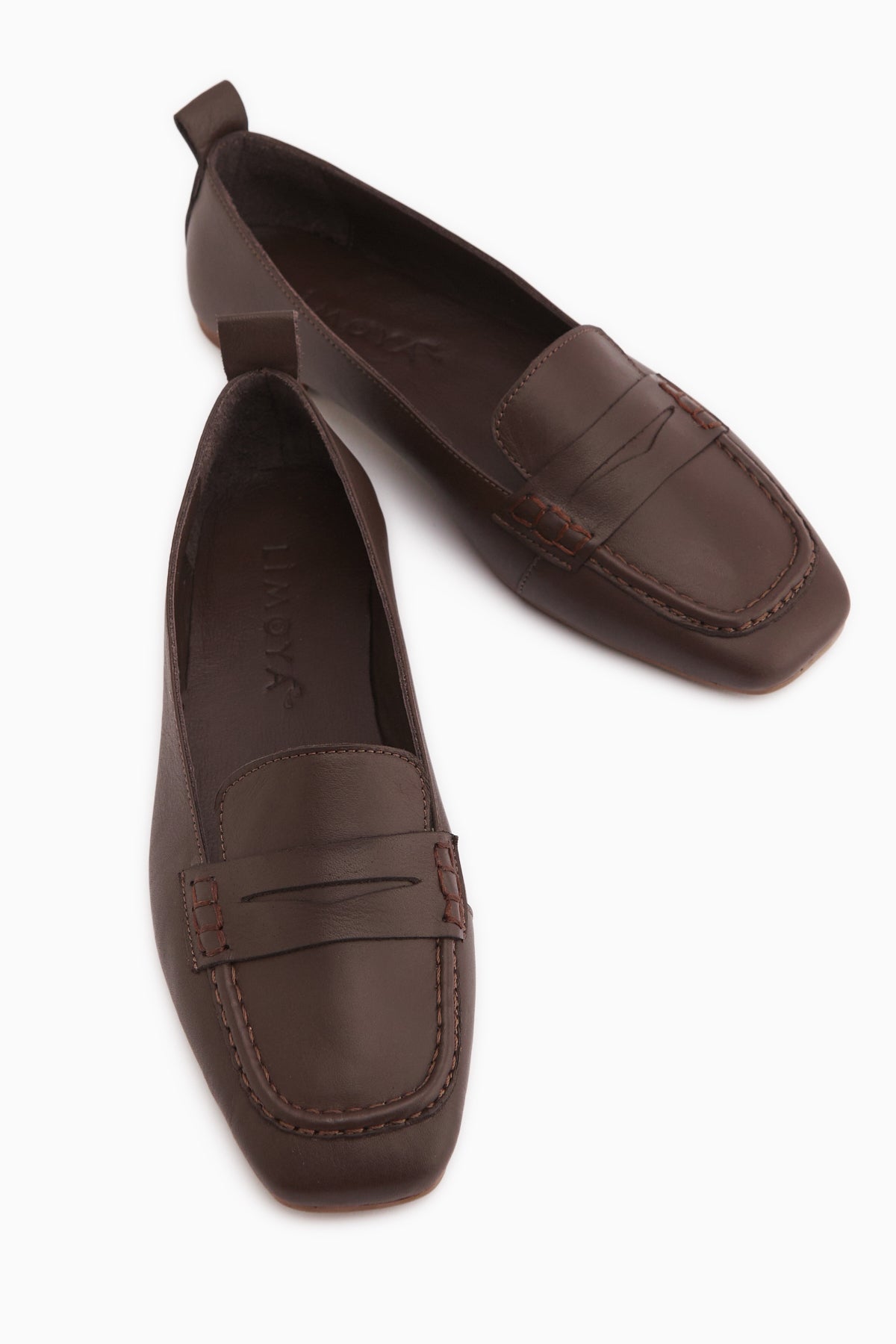 Genuine Leather Novin Brown Square Toe Women’s Ballet Flats