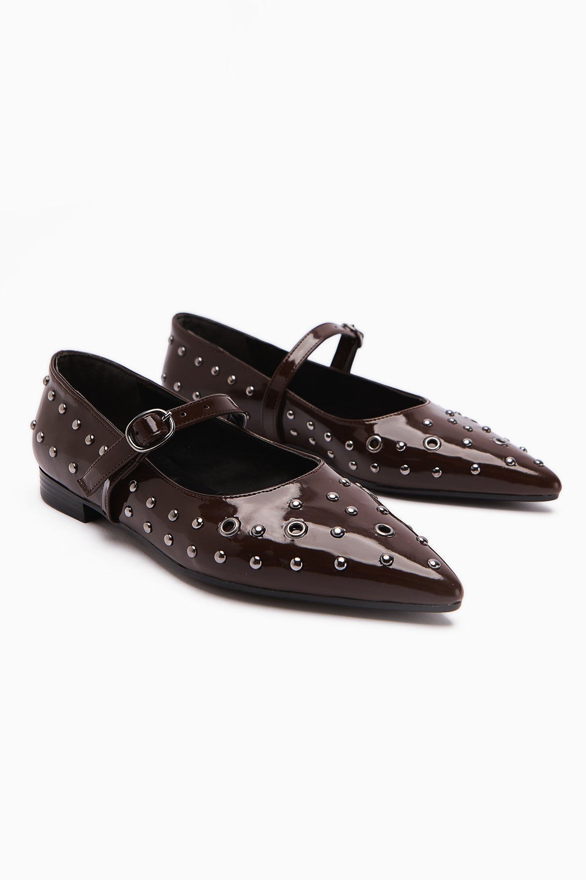 Ninna Coffee Patent Pointed Toe Women's Ballet Flat