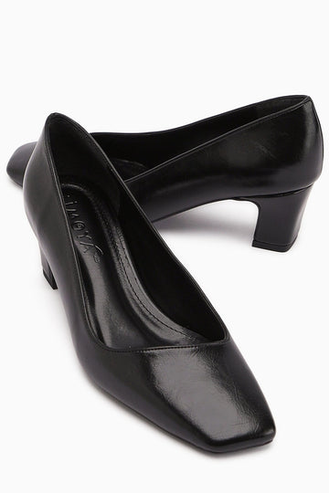 Jelina Black Chunky Heeled Women's Shoes