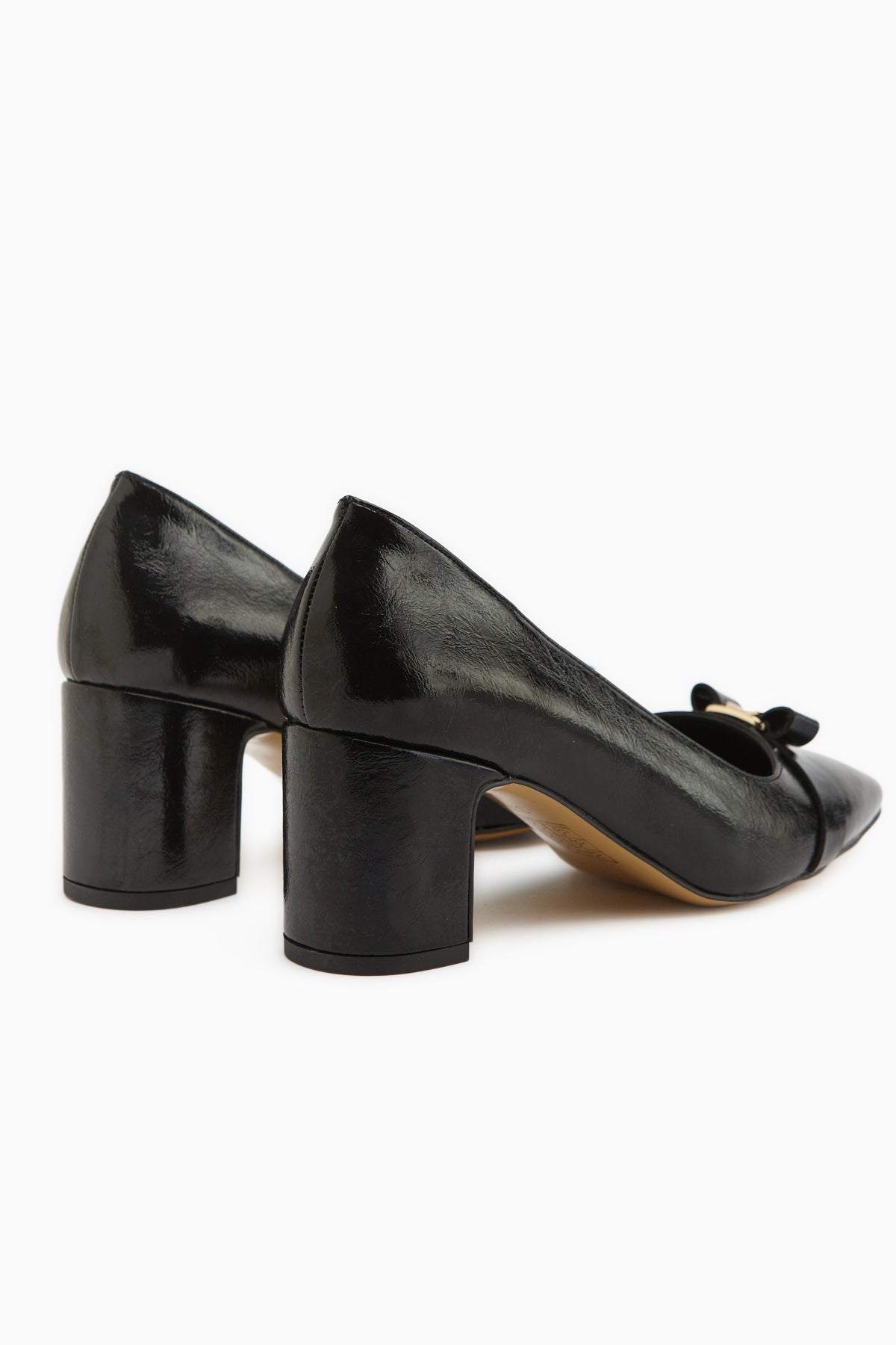 Lois Black Buckled Square Toe Women’s Heeled Shoes