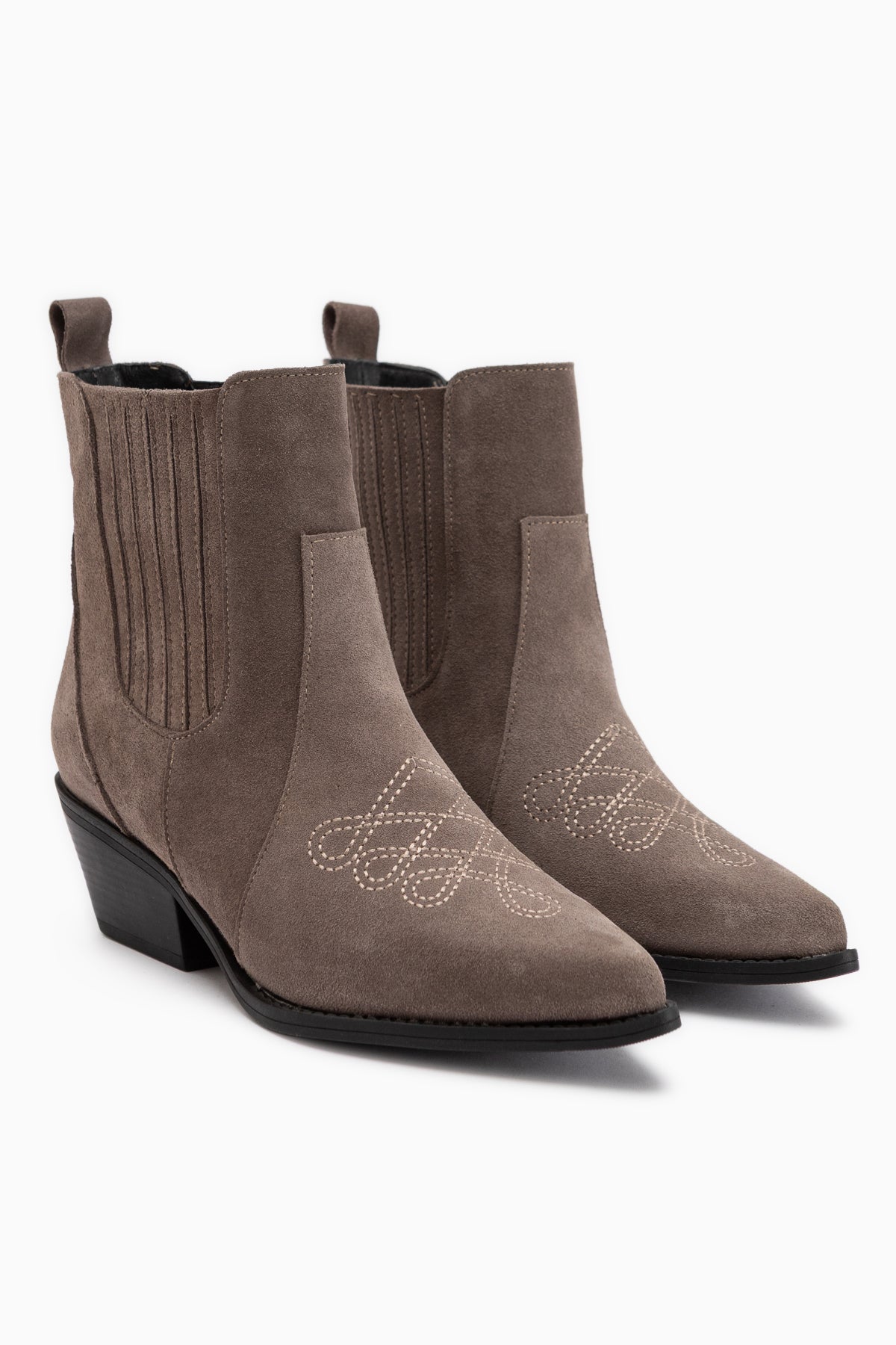 Freya Genuine Leather Mink Suede Embroidered Detailed Women’s Boots