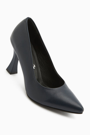 Genuine Leather Navy Women’s Heeled Shoes Stiletto