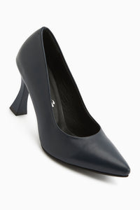 Genuine Leather Navy Women’s Heeled Shoes Stiletto
